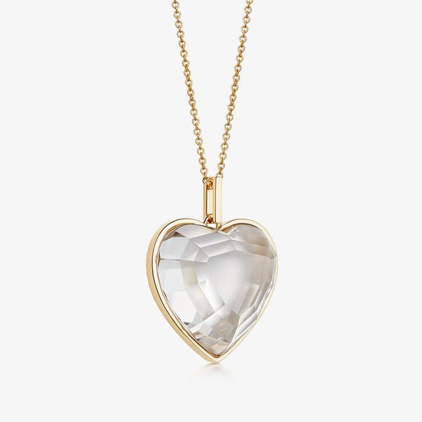 CLEAR QUARTZ HEART TALISMAN PENDANT NECKLACE GOLD (LARGE) – Rock + Raw  Jewellery