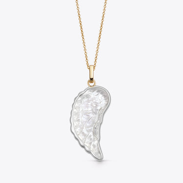 CLEAR QUARTZ ANGEL WING SILVER + GOLD (LARGE)