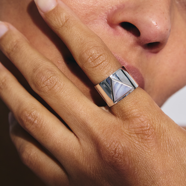 BLUE LACE AGATE GUARDIAN STATEMENT RING SILVER