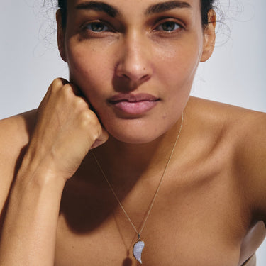 BLUE LACE AGATE ANGEL WING GOLD (LARGE)