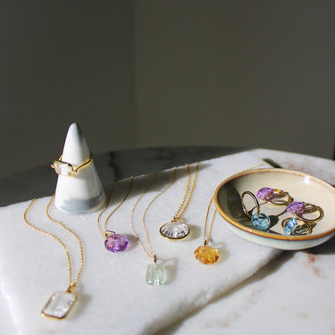 CLEAR QUARTZ CONNECTION AFFIRMATION PENDANT NECKLACE (GOLD VERMEIL)