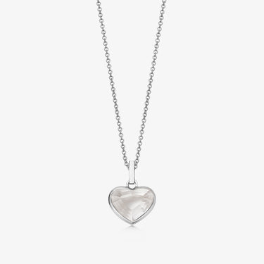 LITTLE CLEAR QUARTZ HEART TALISMAN PENDANT SILVER