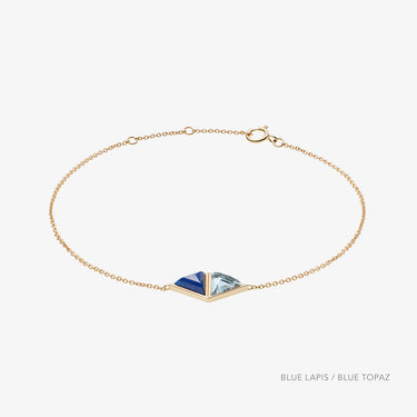 BLUE LAPIS AND BLUE TOPAZ GUARDIAN ALCHEMY BRACELET GOLD