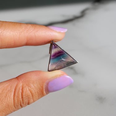 RAINBOW FLUORITE GUARDIAN CABOCHON PENDANT NECKLACE SILVER (MEDIUM)