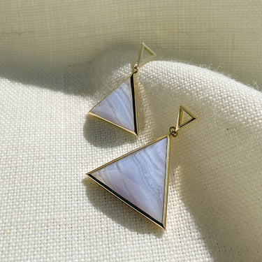 BLUE LACE AGATE GUARDIAN PENDANT NECKLACE GOLD (LARGE)