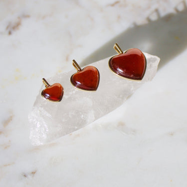RED GARNET HEART TALISMAN PENDANT NECKLACE GOLD (BABY)