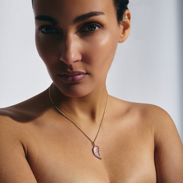 ROSE QUARTZ ANGEL WING GOLD (LARGE)