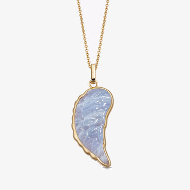 BLUE LACE AGATE ANGEL WING GOLD (LARGE)