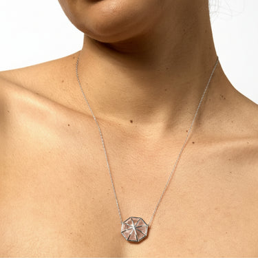 ROSE QUARTZ AURA NECKLACE SILVER