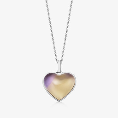 AMETRINE HEART TALISMAN PENDANT NECKLACE SILVER (MEDIUM) CABOCHON