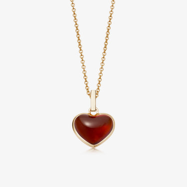 RED GARNET HEART TALISMAN PENDANT NECKLACE GOLD (BABY)