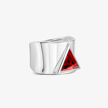 Red Garnet Statement Guardian Ring (Silver)