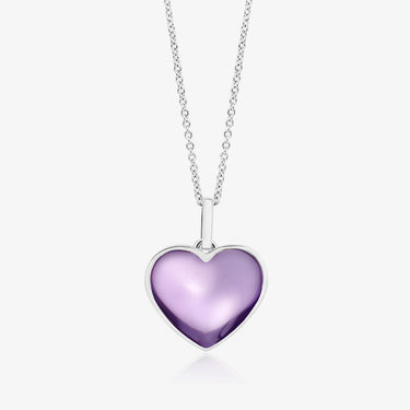 AMETHYST HEART TALISMAN PENDANT NECKLACE SILVER (MEDIUM) CABOCHON