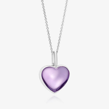 AMETHYST HEART TALISMAN PENDANT NECKLACE SILVER (MEDIUM) CABOCHON