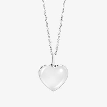 CLEAR QUARTZ HEART TALISMAN PENDANT NECKLACE SILVER (MEDIUM) CABOCHON