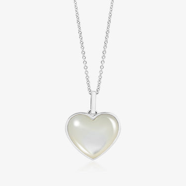 MOTHER OF PEARL HEART TALISMAN SILVER (MEDIUM) CABOCHON