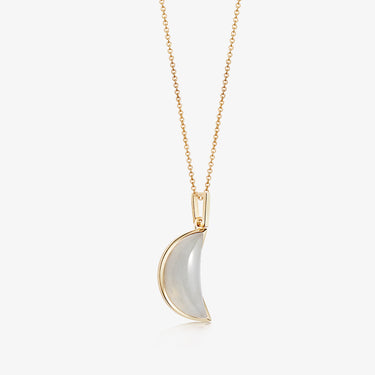 RAINBOW MOONSTONE CRESCENT PENDANT NECKLACE GOLD (CABOCHON)