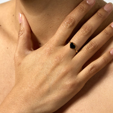 Black Onyx Heart Ring