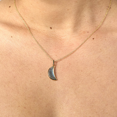AQUAMARINE CRESCENT PENDANT NECKLACE SILVER