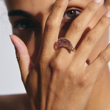 AMETRINE ANGEL WING RING WITH DIAMOND (GOLD)