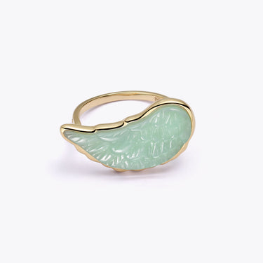 JADE ANGEL WING RING WITH DIAMOND (GOLD)