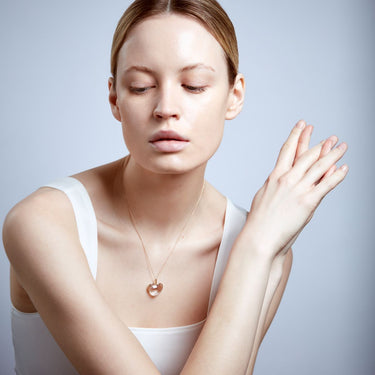 CLEAR QUARTZ HEART TALISMAN PENDANT NECKLACE SILVER (LARGE)