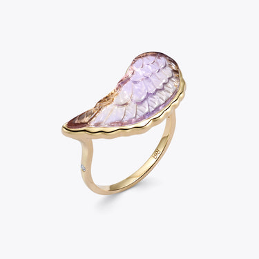 AMETRINE ANGEL WING RING WITH DIAMOND (GOLD)