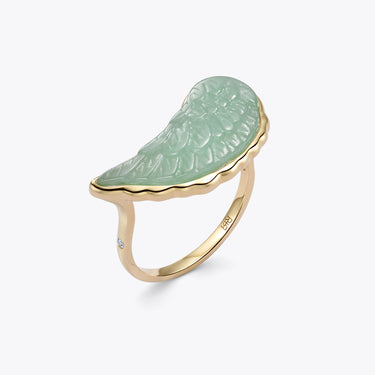 JADE ANGEL WING RING WITH DIAMOND (GOLD)