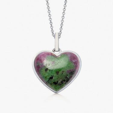 Ruby Zoisite Heart (Large) (Silver)