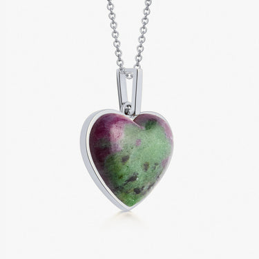 Ruby Zoisite Heart (Large) (Silver)