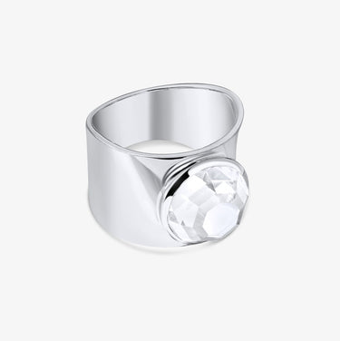 CLEAR QUARTZ FULL MOON TALISMAN RING SILVER