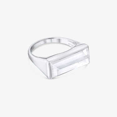 CLEAR QUARTZ TAG TALISMAN RING SILVER
