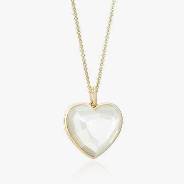 MOTHER OF PEARL HEART TALISMAN GOLD (MEDIUM)