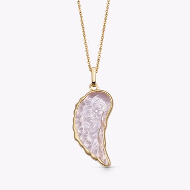 ROSE QUARTZ ANGEL WING GOLD (LARGE)