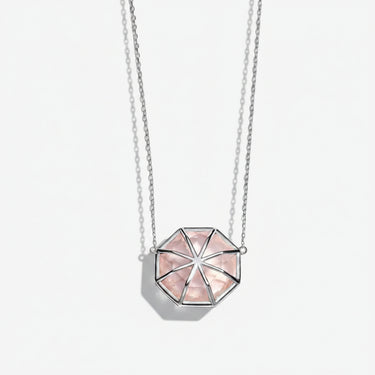 ROSE QUARTZ AURA NECKLACE SILVER