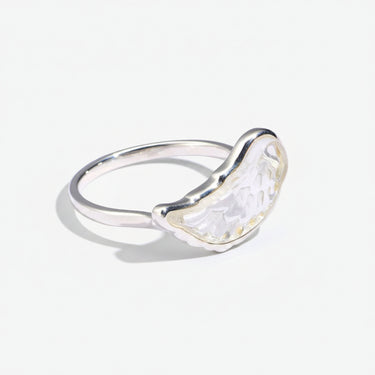 Clear Quartz Angel Wing Ring (Silver)