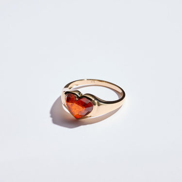RED GARNET HEART TALISMAN SIGNET RING GOLD