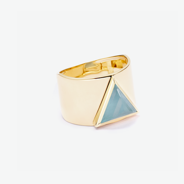AQUAMARINE GUARDIAN STATEMENT RING GOLD