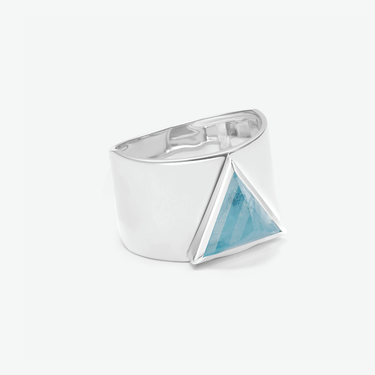 AQUAMARINE GUARDIAN STATEMENT RING SILVER
