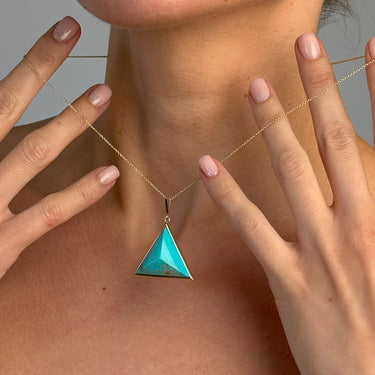 TURQUOISE GUARDIAN PENDANT NECKLACE GOLD (LARGE) CABOCHON