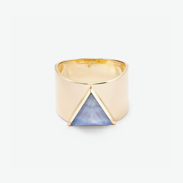 BLUE LACE AGATE GUARDIAN STATEMENT RING GOLD