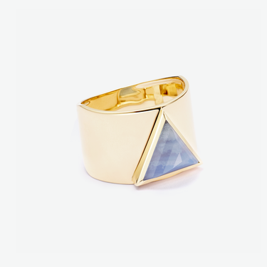 BLUE LACE AGATE GUARDIAN STATEMENT RING GOLD