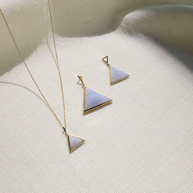 BLUE LACE AGATE GUARDIAN PENDANT NECKLACE GOLD (BABY)