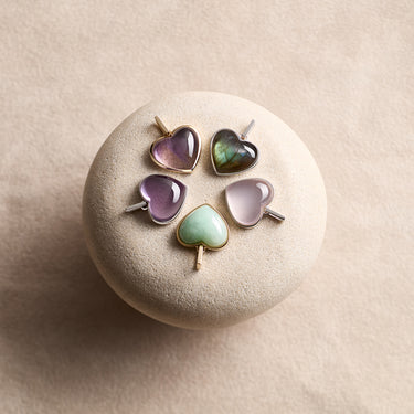 AMETHYST HEART TALISMAN PENDANT NECKLACE SILVER (MEDIUM) CABOCHON