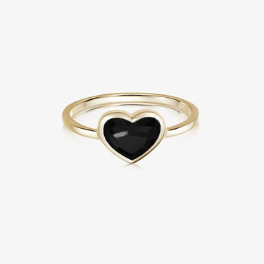Black Onyx Heart Ring (Gold)