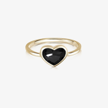 Black Onyx Heart Ring (Gold)