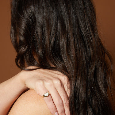 MOTHER OF PEARL HEART TALISMAN SIGNET RING GOLD