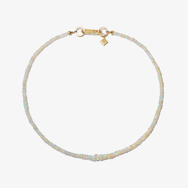 ETHIOPIAN OPAL CANDY BEADS NECKLACE (4MM-5MM BEADS) (WHITE)