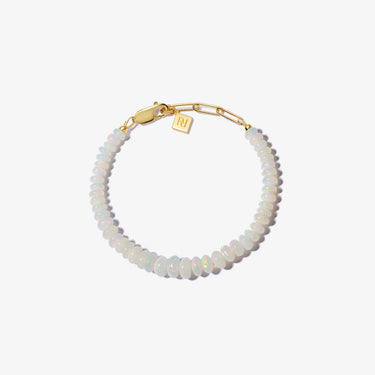 ETHIOPIAN OPAL CANDY BEADS BRACELET (4MM-8MM BEADS)  (WHITE)