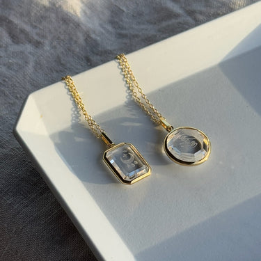 CLEAR QUARTZ CONNECTION AFFIRMATION PENDANT NECKLACE (GOLD VERMEIL)